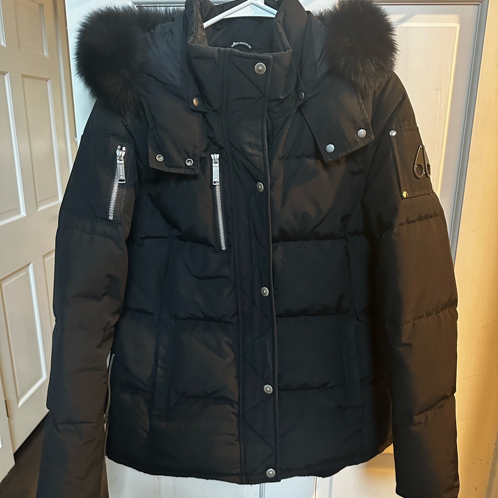 Moose Knuckes black fox fur jacket